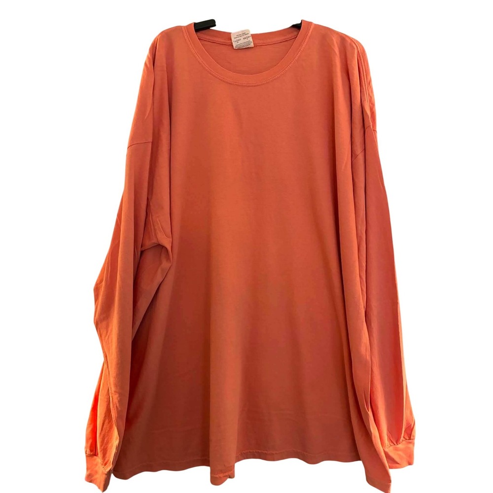 Comfort Colors Long Sleeve T Shirt Unisex 4XL Coral Cotton Crewneck Relaxed Fit